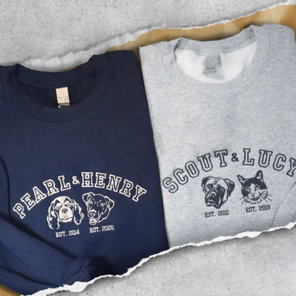 Personalized Pet Photo Embroidered Pet College Sweatshirt/Hoodie T-shirt