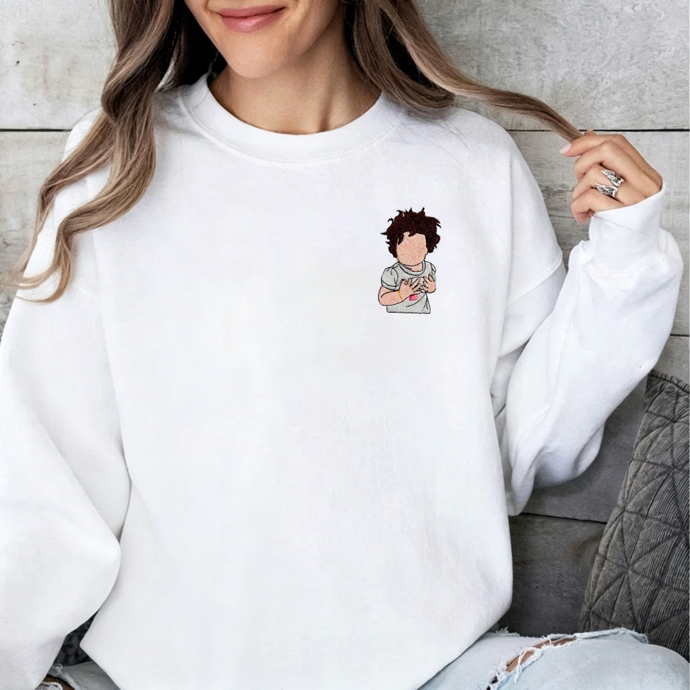 Pamaviva Custom Full Color Portrait Embroidery Hoodie Personalized Family Photo Sweatshirt Gift For Parents Fathers Day Mothers Day