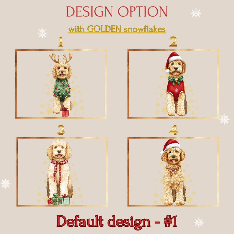 Custom Dog Christmas Sweatshirt with Golden/White Snowflakes Design