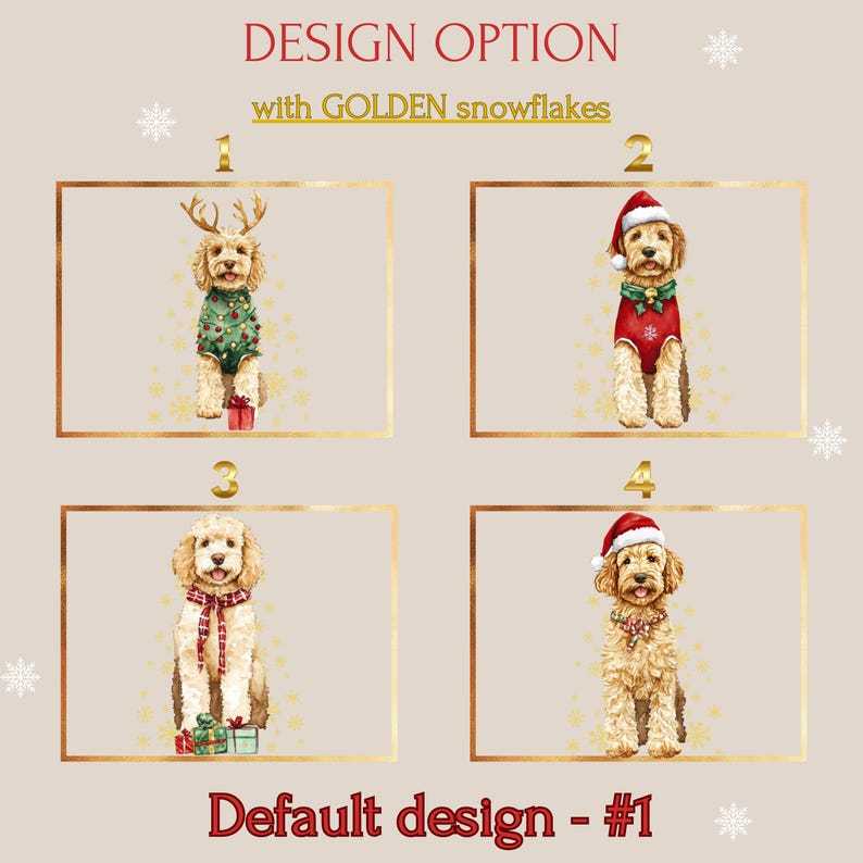 Custom Dog Christmas Sweatshirt with Golden/White Snowflakes Design