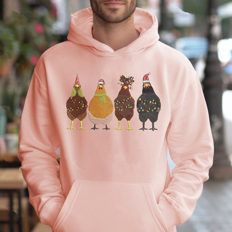 Embroidered Christmas Chicken Sweatshirt, Christmas Farm Animals Sweatshirts