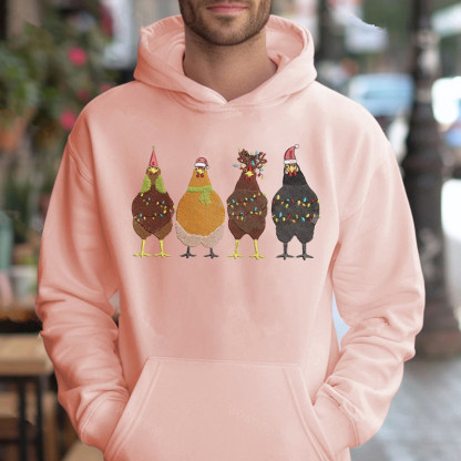 Embroidered Christmas Chicken Sweatshirt, Christmas Farm Animals Sweatshirts