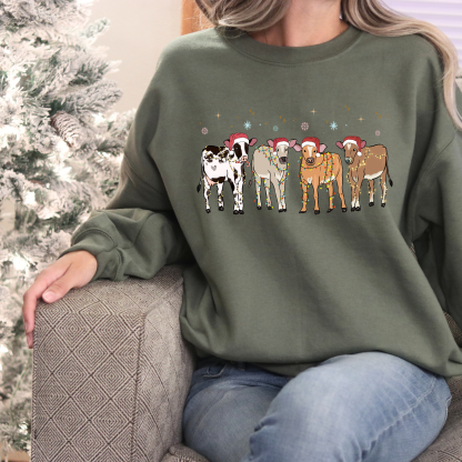 Cow Lover Animals Holiday Christmas Sweatshirt