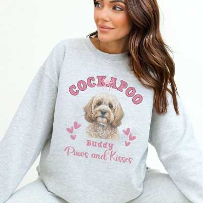 Paws and Kisses Custom Dog Photo & Breed Sweatshirt, Valentine Dog Lover Gifts