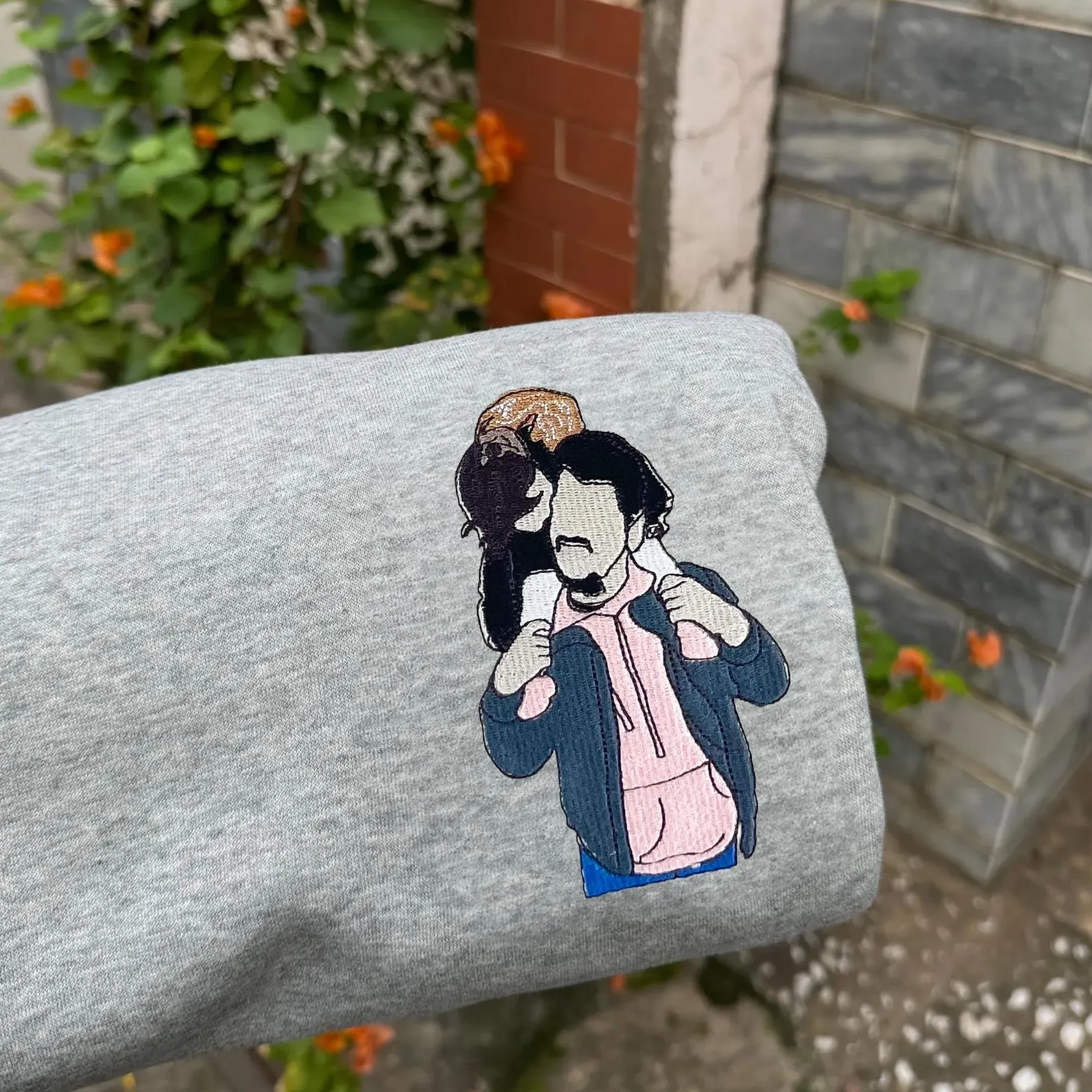 Custom Embroidered Photo Portrait Sweatshirt For dad,papa,papà,papá,pai