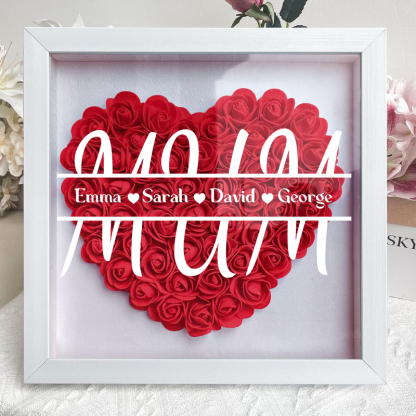 Personalized Flower Shadow Box With Kid's Name - Mother's Day Gift