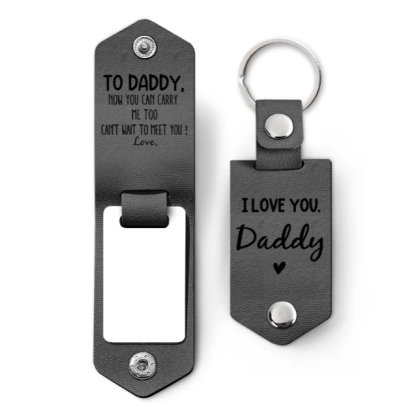 Custom Photo Now You Can Carry Me Too - Gift For Dad, Father, New Parents - Personalized Leather Photo Keychain-ilovevango