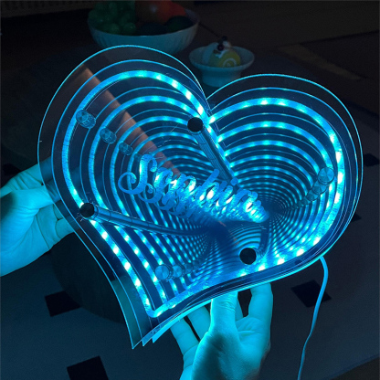 🔥Hot Sale🔥Personalized infinite heart-shaped mirror name lamp