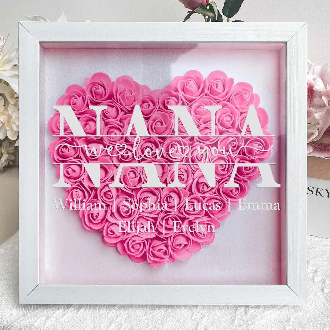 Mom We Love You - Personalized Flower Shadow Box