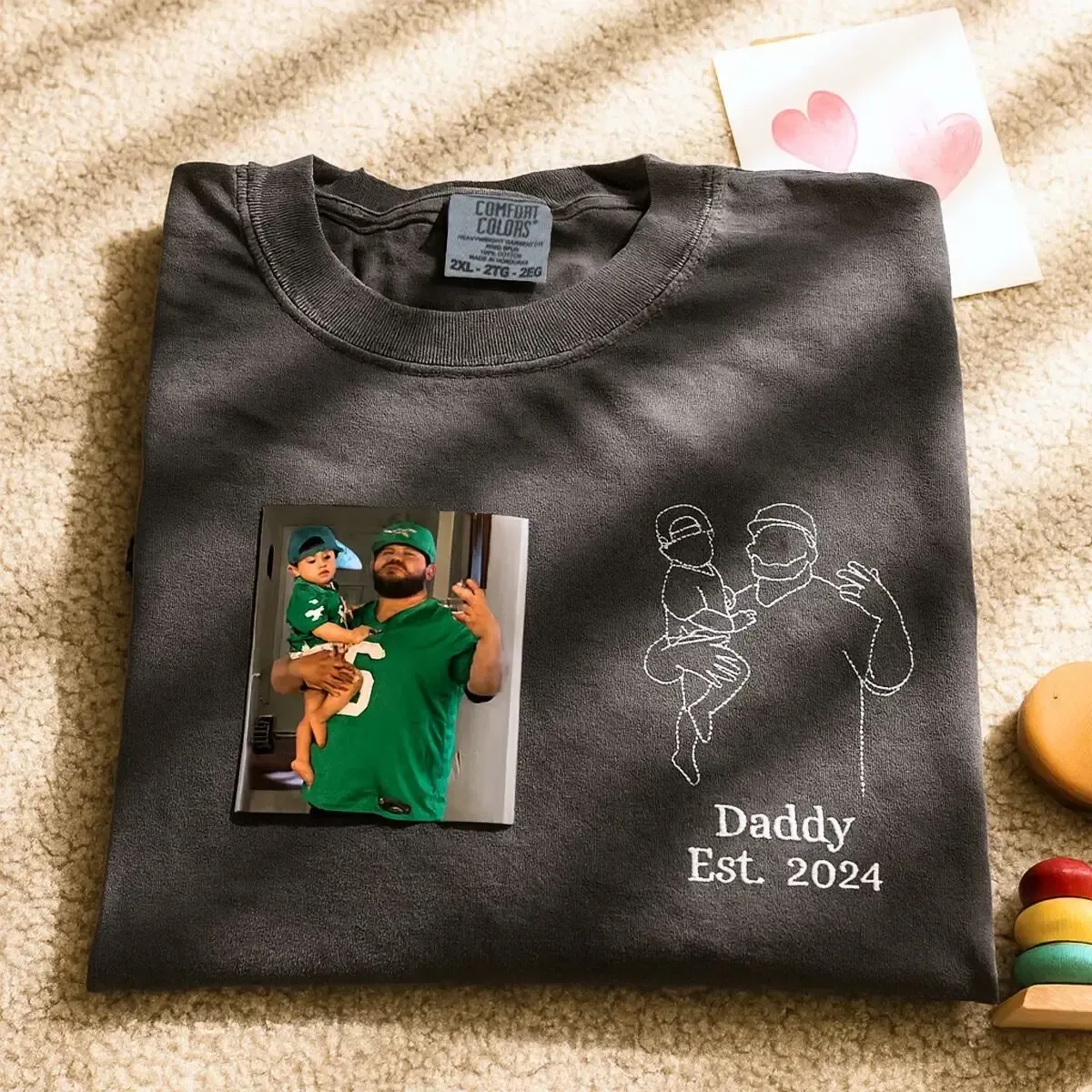 Pamaviva Custom Dad Portrait Outline Embroidered Sweatshirt Personalized Papà Papá Pai Gift