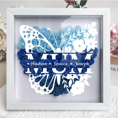 Personalized Butterfly Version Flower Shadow Box - Gift For Mum Custom