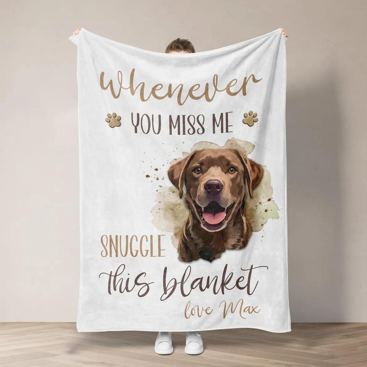Custom Dog Memorial Blanket Using Pet Photo + Name Personalized Pet Memorial Blankets