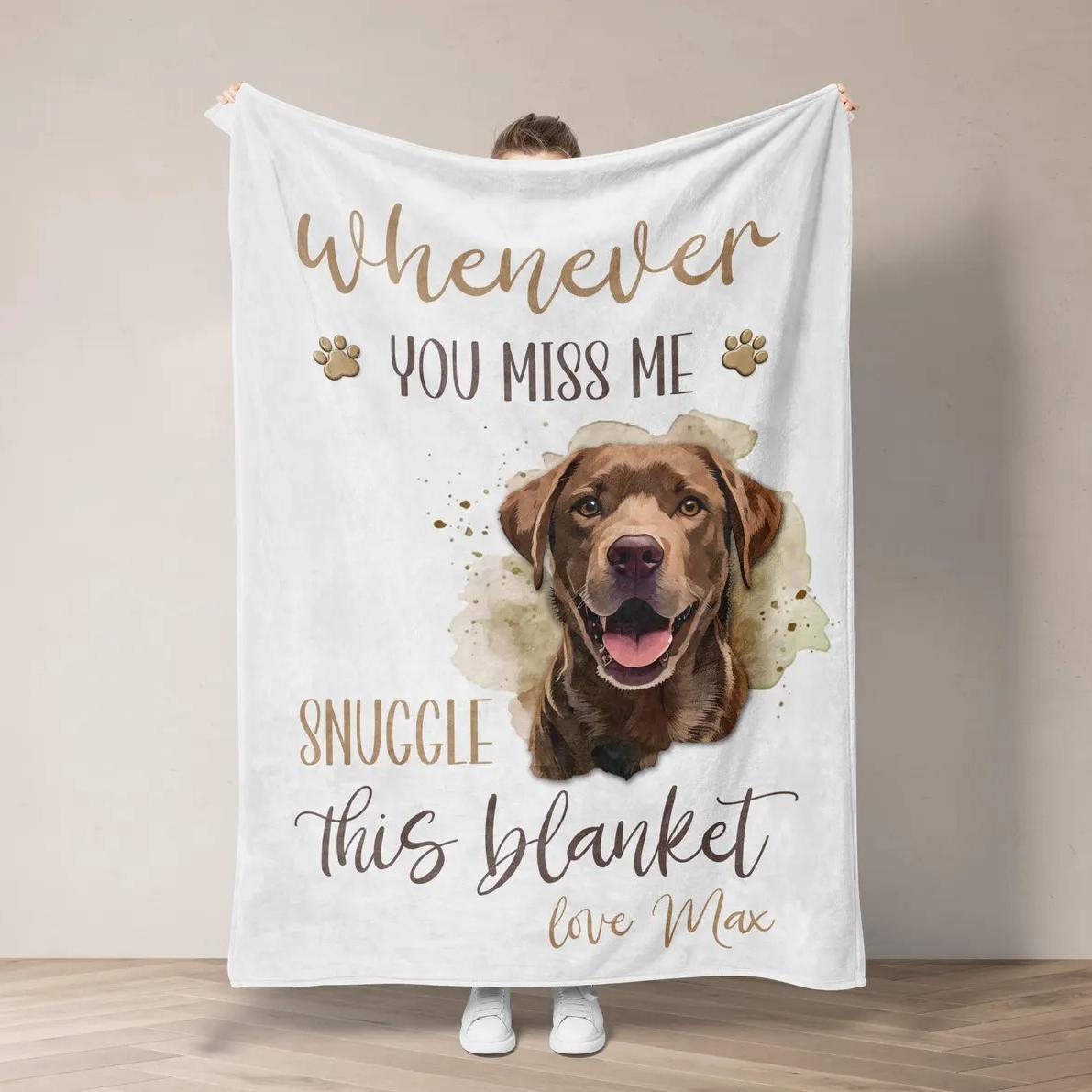 Custom Dog Memorial Blanket Using Pet Photo + Name Personalized Pet Memorial Blankets