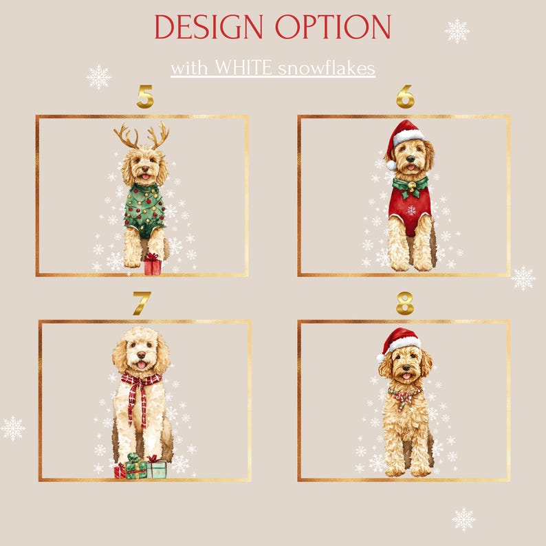 Custom Dog Christmas Sweatshirt with Golden/White Snowflakes Design