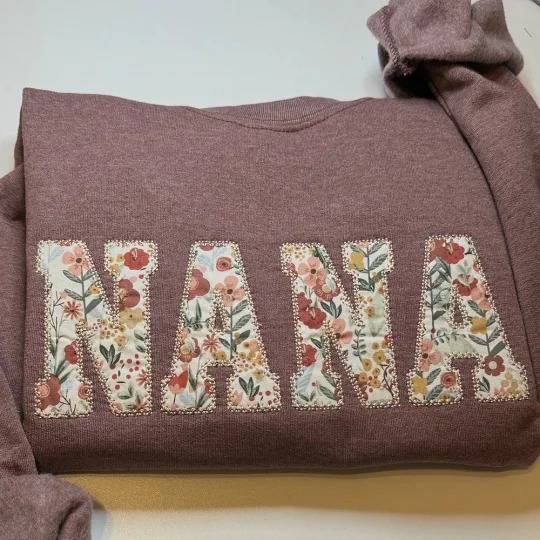 Custom Embroidered MAMA/NANA Floral Applique Sweatshirt