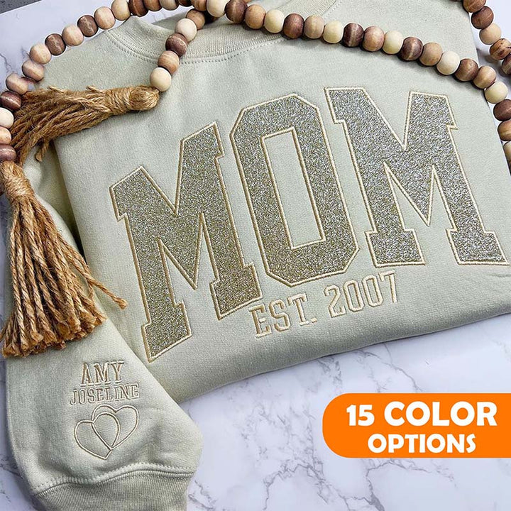 Custom Applique Glitter Mom T-shirt&Sweatshirt