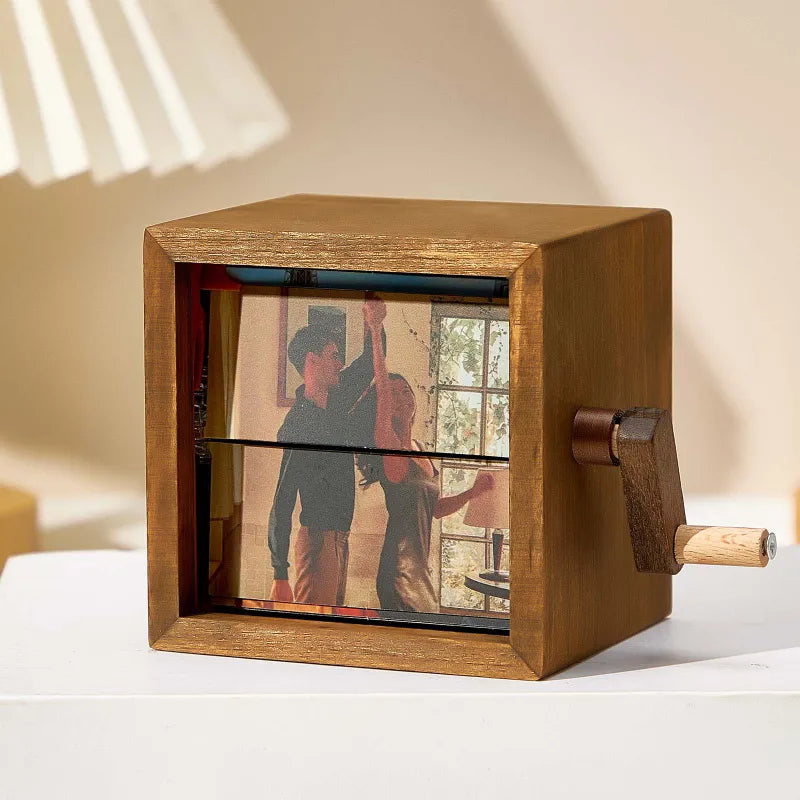 Custom Photo Flipbook Frame Animation Machine Mechanical Hand-cranked Flipbook Box Photo Album with Light and Music | Christmas Sale