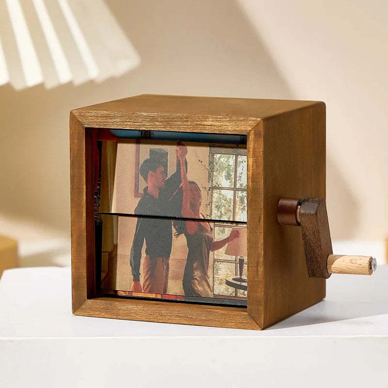 Custom Photo Flipbook Frame Animation Machine Mechanical Hand-cranked Flipbook Box Photo Album with Light and Music | Christmas Sale