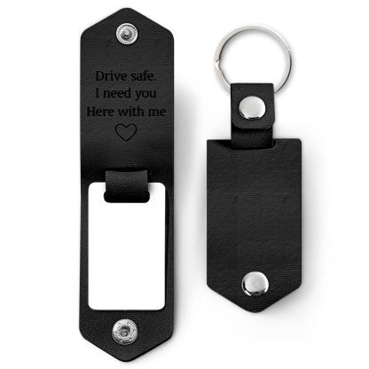 Custom Photo Drive Safe I Need You Here With Me - Gift For Couple, Besties, Friends, Family - Personalized Leather Photo Keychain-ilovevango
