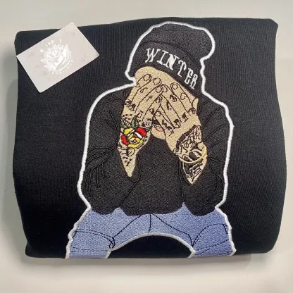 Personalized Photo with Facial Details & EST Year - Custom Embroidered Portrait Sweatshirt, Unique Gift for Loved Ones🧵💖