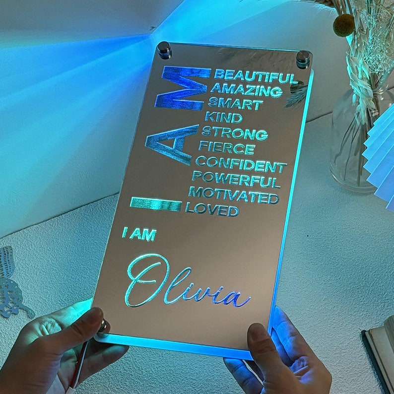 Personalized Mirrors Light Night, Birthday Gift, Custom Self-affirmation Light, Wall Decor, LED Light Night