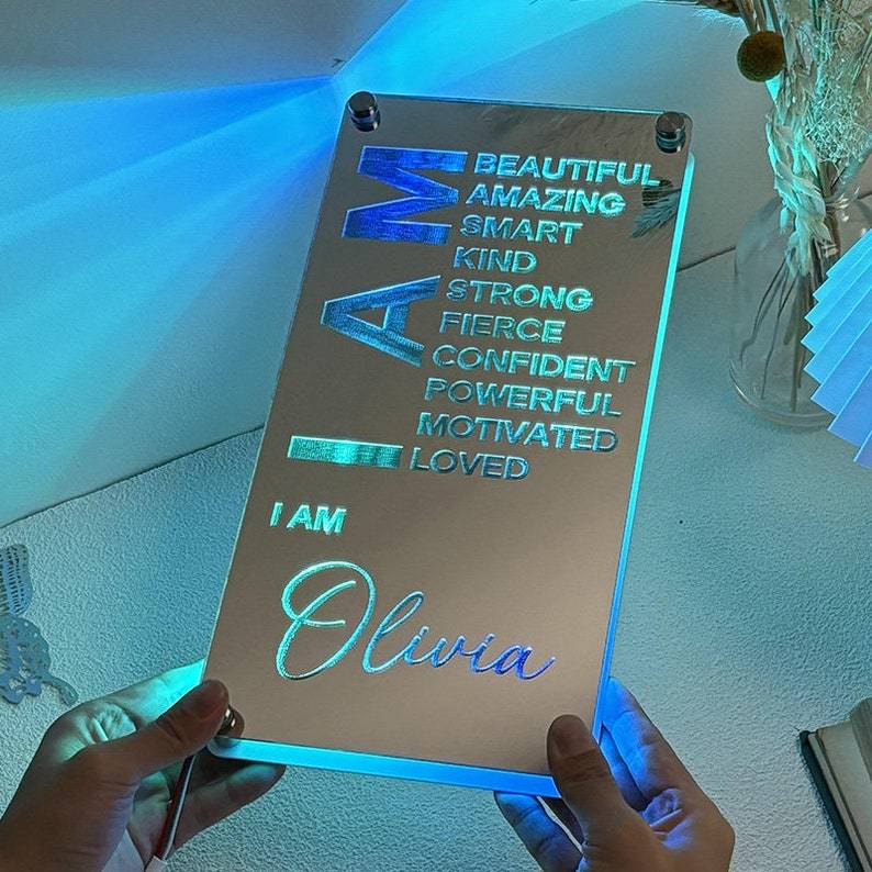 Personalized Mirrors Light Night, Birthday Gift, Custom Self-affirmation Light, Wall Decor, LED Light Night