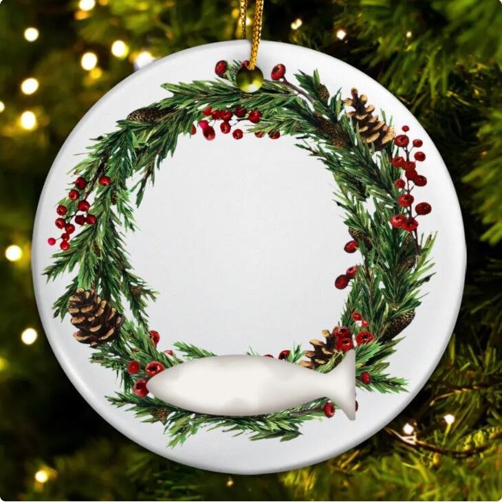 Custom Photo Lovely Pet Face - Christmas Gift For Pet Lovers, Pet Memorial - Personalized Circle Ceramic Ornament-ilovevango