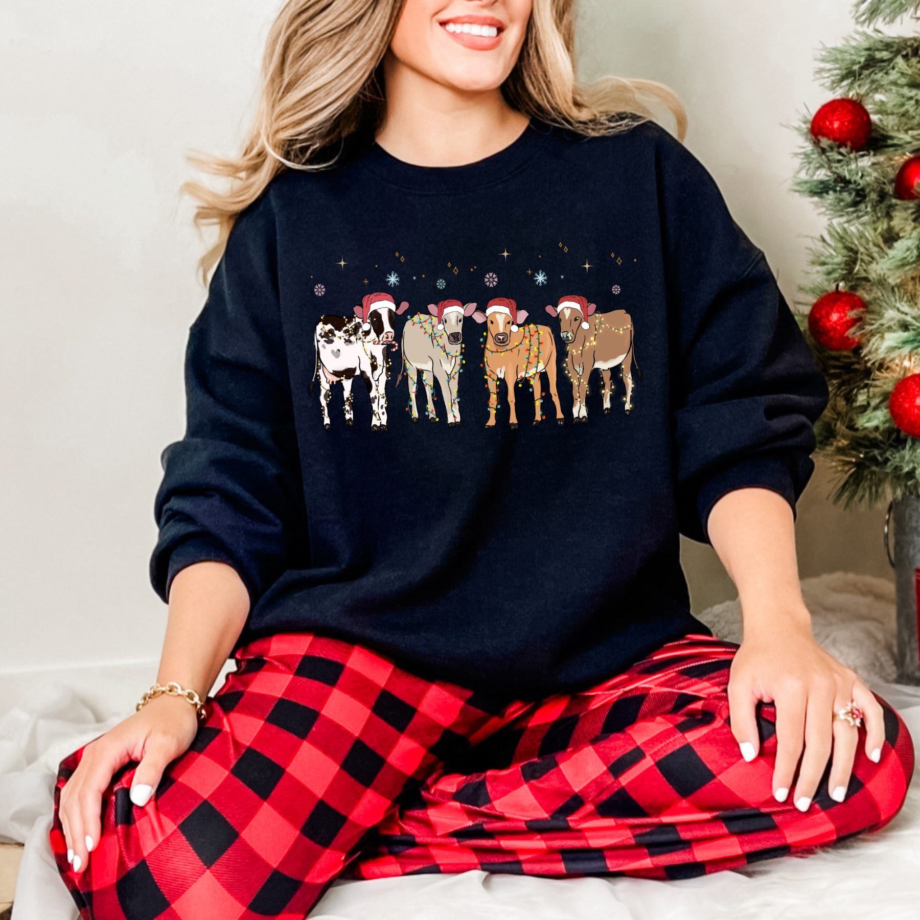 Cow Lover Animals Holiday Christmas Sweatshirt