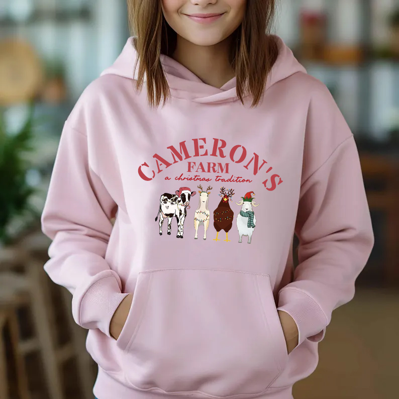 Custom Text and Farm Animals Christmas Sweatshirt – Perfect Holiday Gift for Farm Animal Lovers