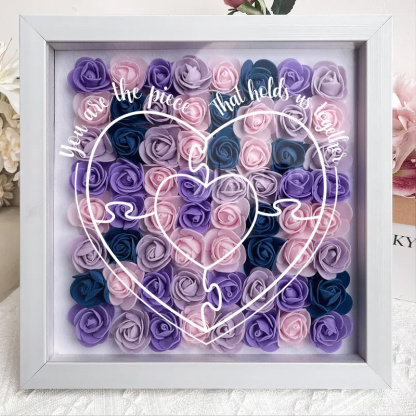 You Are The Piece That Hold Us Together - Personalized Flower Shadow Box