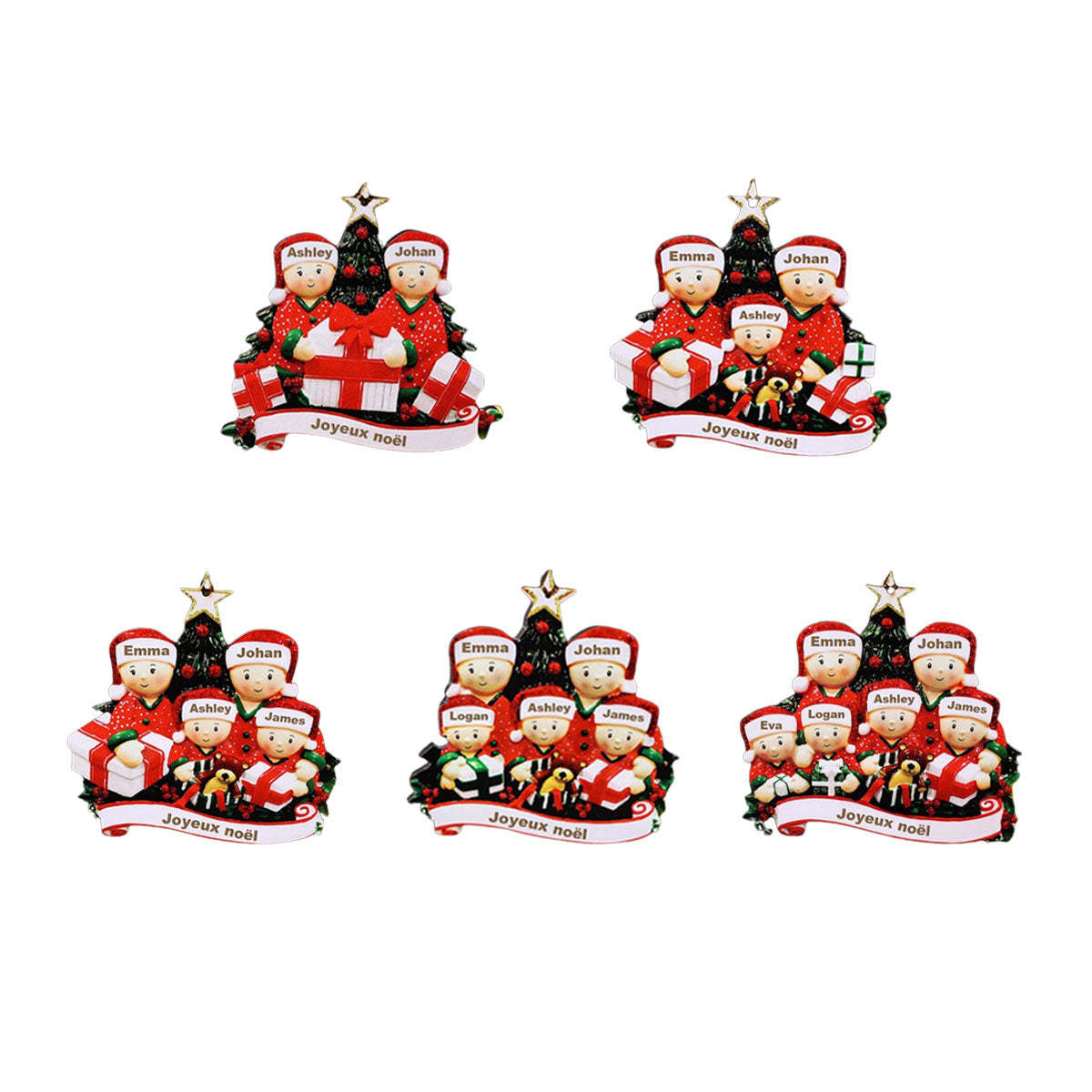 Personalized Christmas Ornaments Dolls 2-6 First Names with Editable Text