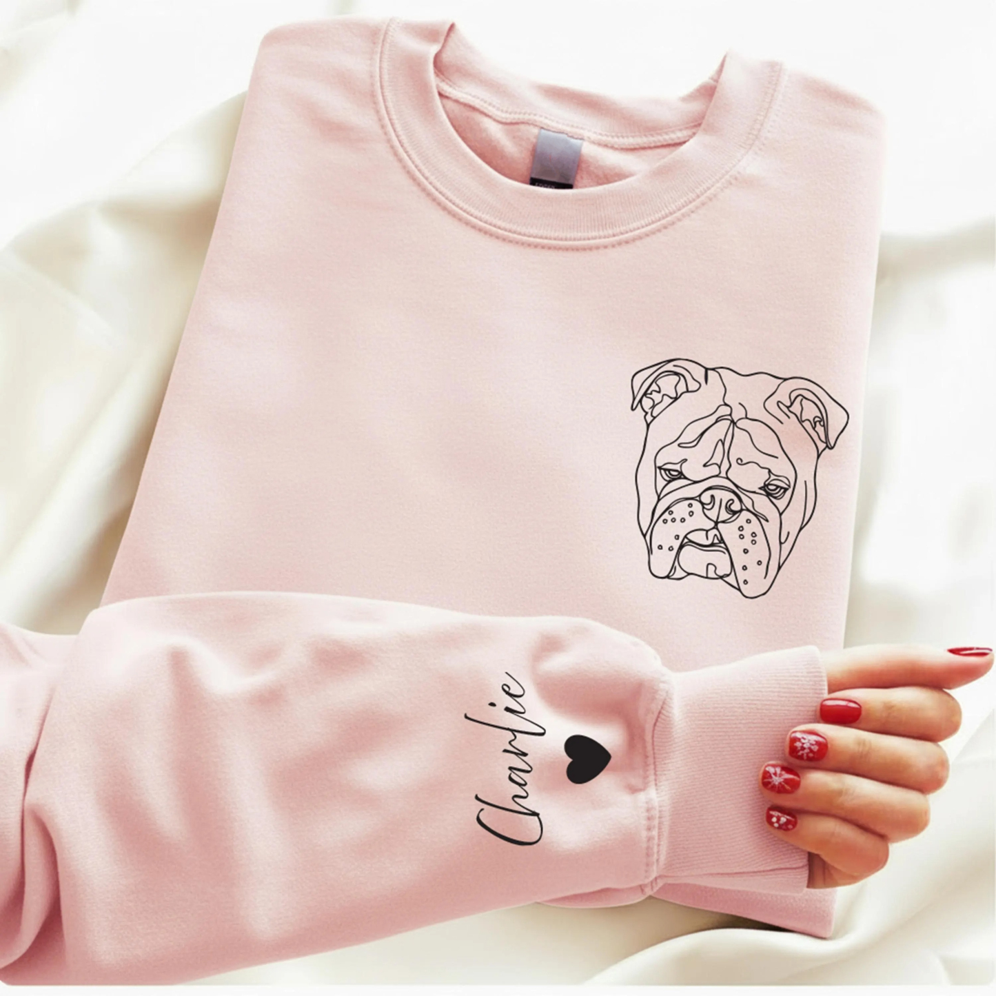 Custom Pet Portrait Printed Sweatshirt, Dog Line Art Hoodie