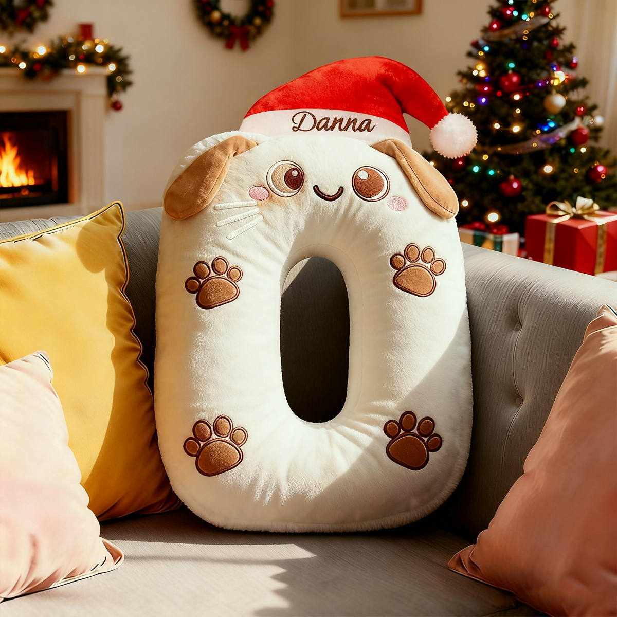Personalized Pet Lover Letter Christmas Pillow with Custom Name Design Graphic 3D Print
