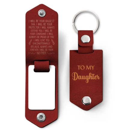 Custom Photo I Will Be Your Mother - Gift For Daughter, Son - Personalized Leather Photo Keychain