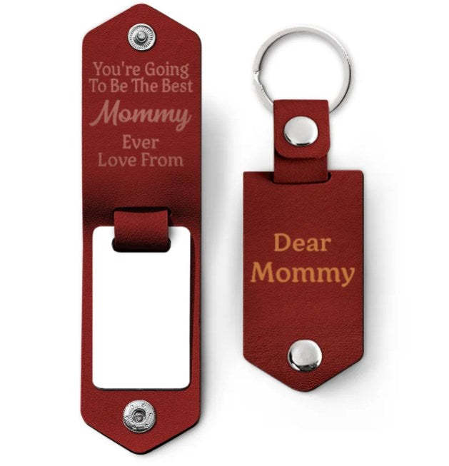 Custom Photo Going To Be The Best - Gift For Mom, Dad, New Parents - Personalized Leather Photo Keychain-ilovevango