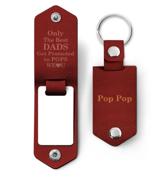 Custom Photo Only The Best Dad - Gift For Grandpa - Personalized Leather Photo Keychain