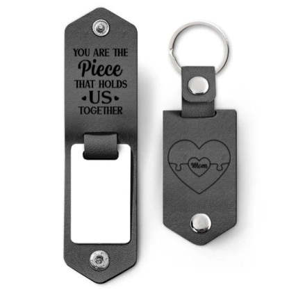 Custom Photo You Are The Piece Hold Us Together - Gift For Mom, Mother - Personalized Leather Photo Keychain-ilovevango