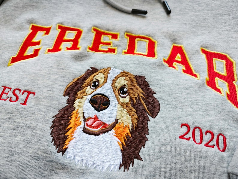 Personalized Dog Embroidered Hoodie, Custom Pet Face Sweatshirt from Your Photo, Varsity Style Hoodie, Personalized tees and Hoodies