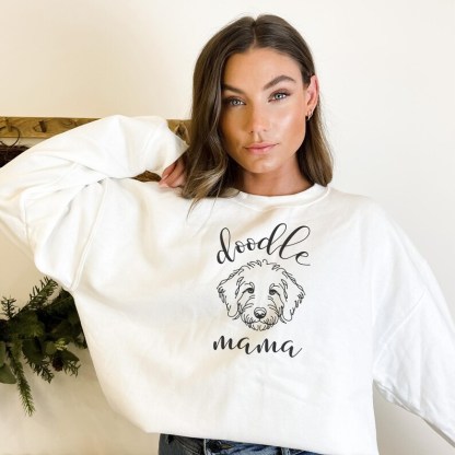 Custom Dog Mama Sweatshirt with Dog Photo, Dog Photo Printed Hoodie T-shirt