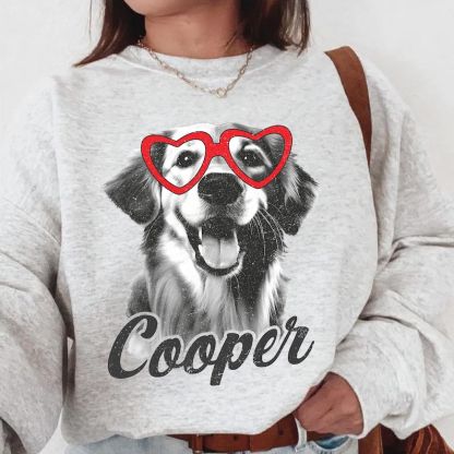 Custom Photo Dog Valentine Shirt, Dog Mom Dog Dad Tee, Valentine Sweatshirt
