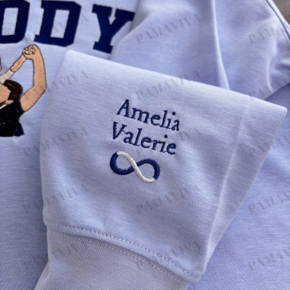 Custom Embroidered Sweatshirt with Photo – Personalized Dad Mama Shirt, Family Name Sweater,Custom Parent Photo Shirt, Est. Year Sweater
