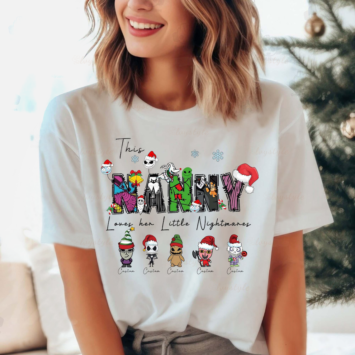 Personalized This Mom Loves Her Little Nightmares Sweatshirt, Custom Nightmare Christmas Mom Shirt With Kids Name, Christmas Family Gift