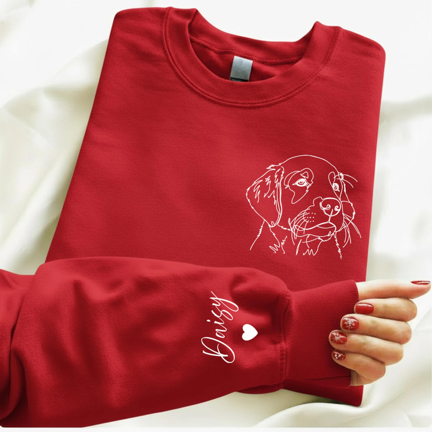 Custom Pet Portrait Printed Sweatshirt, Dog Line Art Hoodie