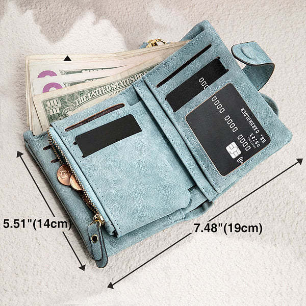 Personalized Tri-Fold Birth Flower Leather Wallet Card Holder Birthday Gift for Woman-ilovevango