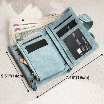 Personalized Tri-Fold Birth Flower Leather Wallet Card Holder Birthday Gift for Woman-ilovevango