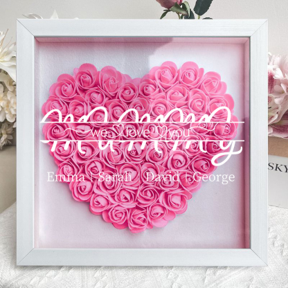 Mummy We Love You - Personalized Flower Shadow Box With Kid's Name