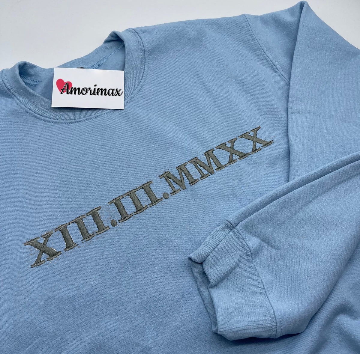 Custom Embroidered Roman Numeral Sweatshirt, Personalized Anniversary Gift for Matching Couples
