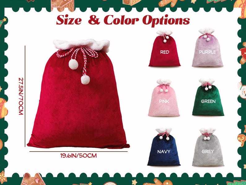 Personalized Large Santa Sack – Custom Christmas Family Bag with Name for Kids