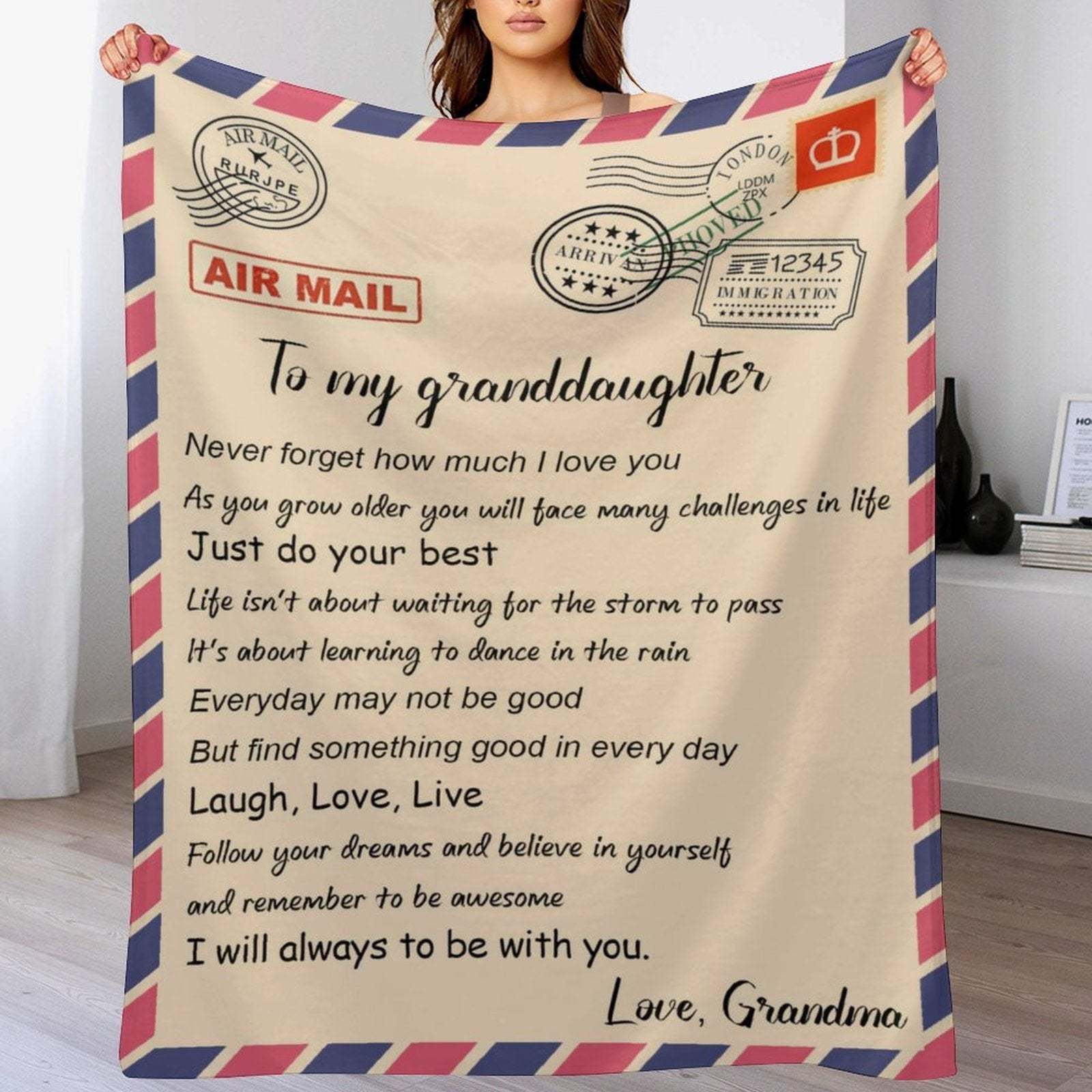 Letter Blankets To My Granddaughter - Air Mail Blanket - Christmas Birthday Gift