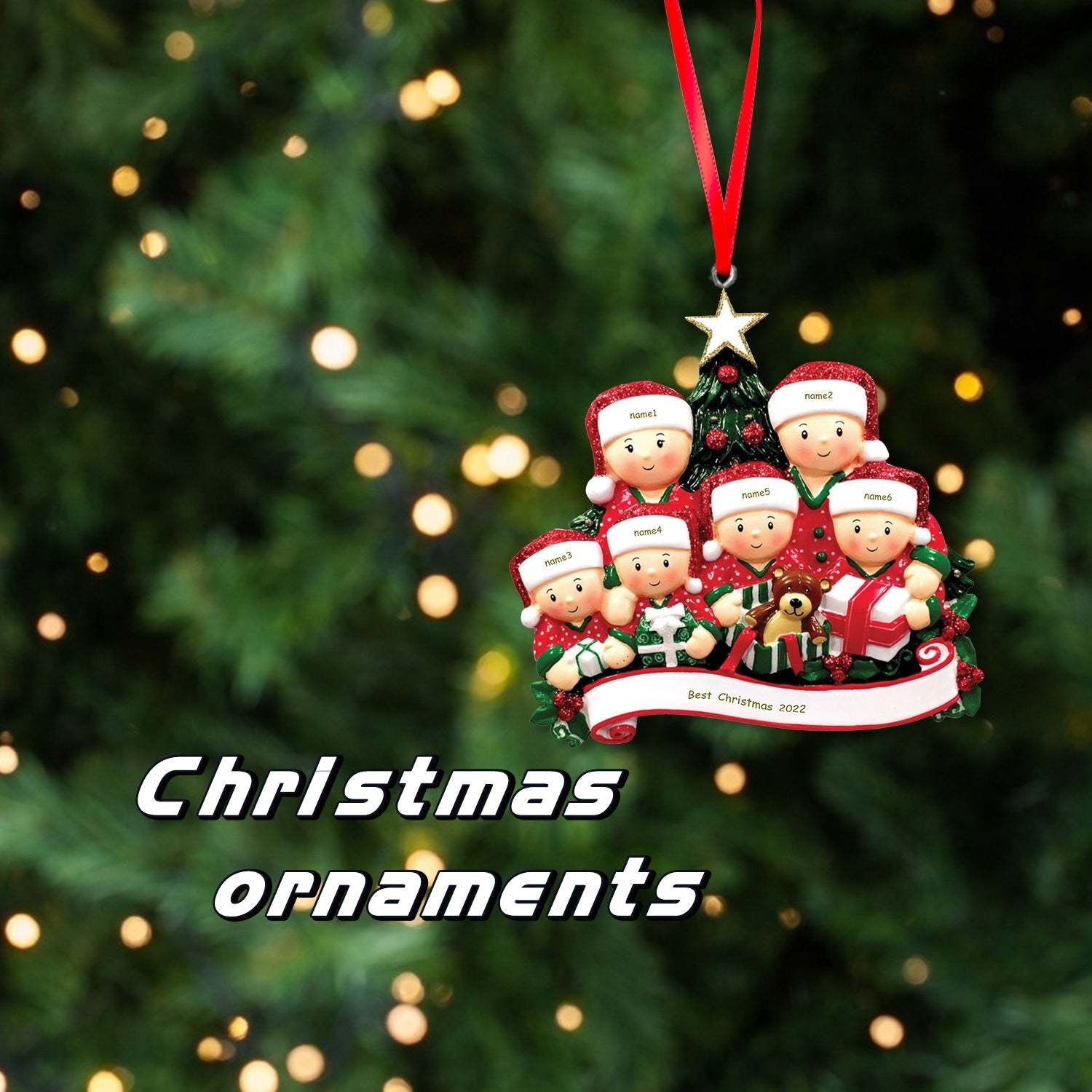 Personalized Christmas Ornaments Dolls 2-6 First Names with Editable Text